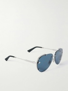 Dior Eyewear - NeoDior A1U Aviator-Style Guilloché Silver-Tone Sunglasses