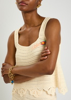 Chloe Logo-intarsia Crochet Cotton top White