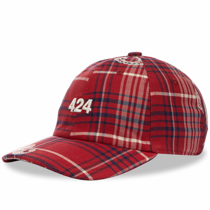 Photo: 424 Men's Paisley Printed Check Cap in Red