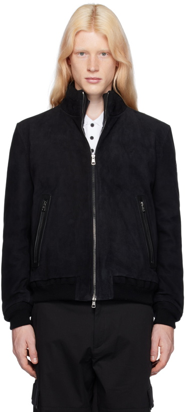 Photo: Moncler Black Fayal Leather Jacket & Down Vest Set