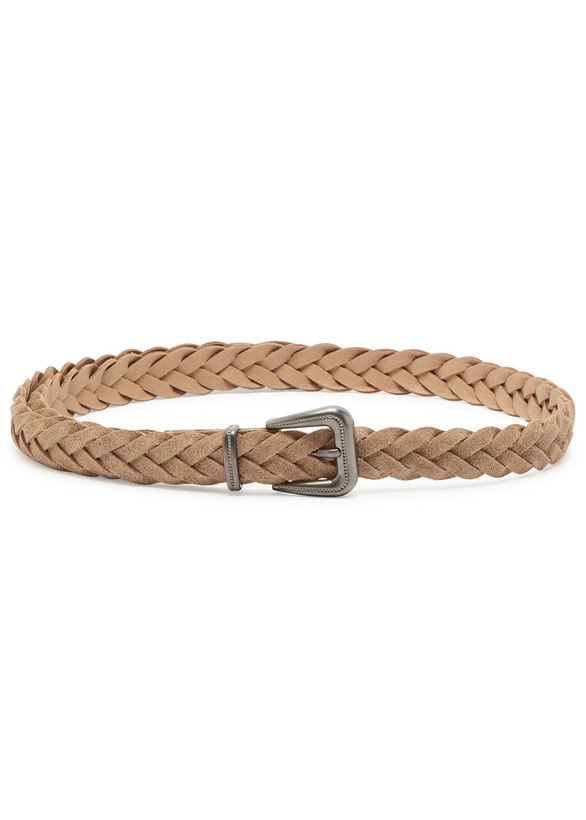 Photo: Brunello Cucinelli Braided Suede Belt Brown
