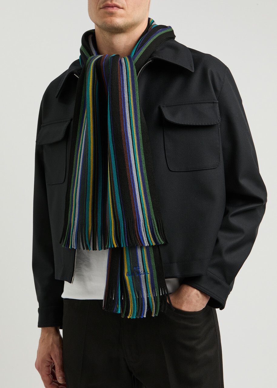 Paul Smith Striped-intarsia Wool Scarf - Multicoloured - One Size