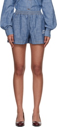 Off-White Blue Chambray Pajama Shorts