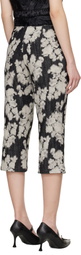 Anna Sui Black & Off-White Rose Capri Trousers