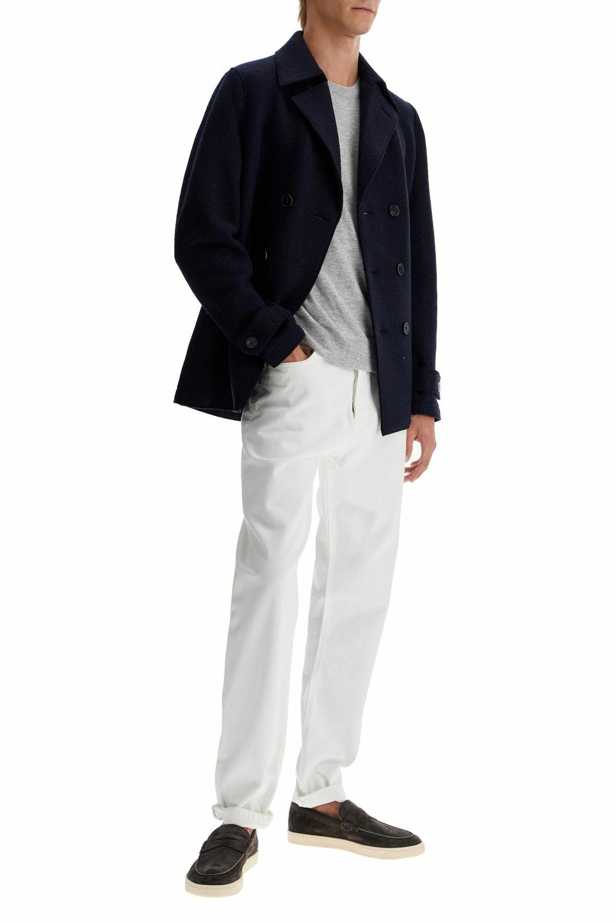 HARRIS WHARF LONDON double-breasted woolen caban Blue