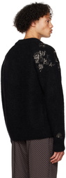 sacai Black Flower Embroidery Sweater