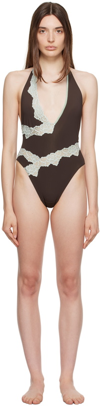 Photo: VAILLANT Brown & Green 'Une Piece' Swimsuit