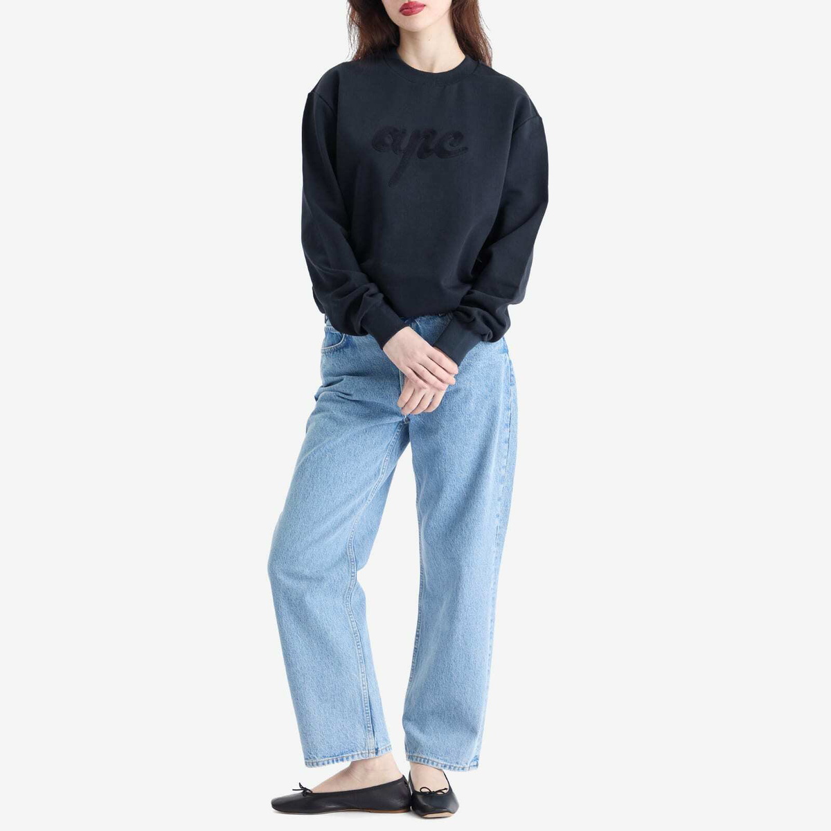 A.P.C. Women's Ethan Logo Sweatshirt in Dark Navy