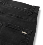 AMIRI - Hawaiian Thrasher Skinny-Fit Distressed Bleach-Splattered Stretch-Denim Jeans - Black