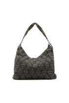 Diesel Charm-D - Hobo bag in acid-wash quilted denim - Shoulder Bags Womens in Grey
