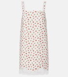 Posse Delia lace-trimmed printed cotton minidress