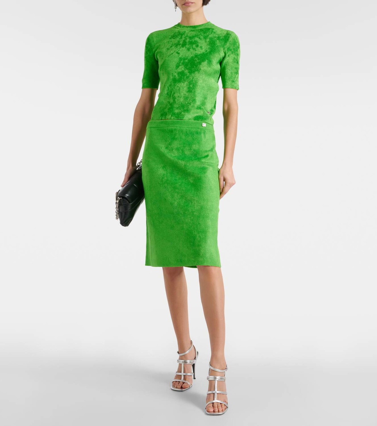 Gucci Crystal G ribbed-knit pencil skirt Gucci