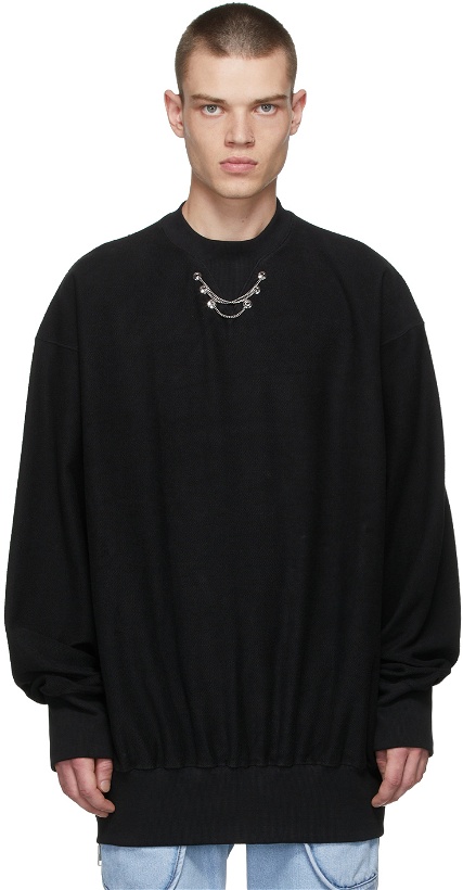 Photo: We11done Black Side Zip-Up Necklace Sweatshirt