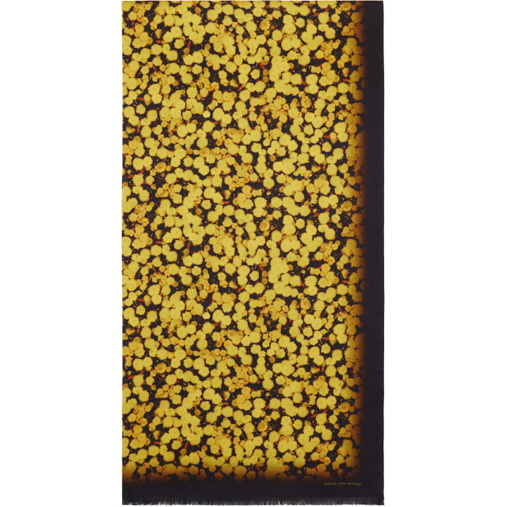Photo: Dries Van Noten Black & Yellow Printed Satin Scarf