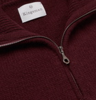 Kingsman - Wool and Cashmere-Blend Half-Zip Sweater - Burgundy