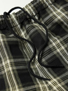 Flagstuff - Wide-Leg Checked Linen-Blend Shorts - Black