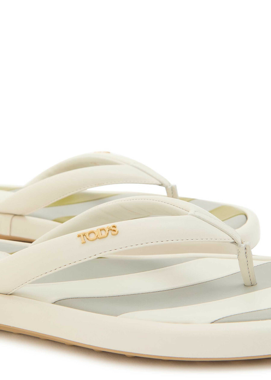 Tods Sand Padded Leather Sandals White
