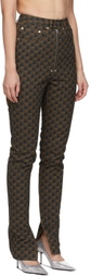 BONBOM Brown Monogram Slit Bottom Jeans