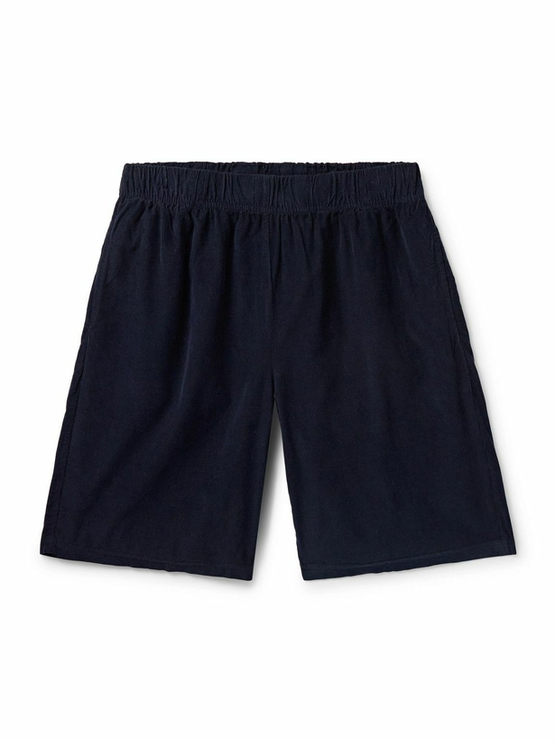 Photo: Les Tien - Rider Straight-Leg Cotton-Corduroy Shorts - Blue