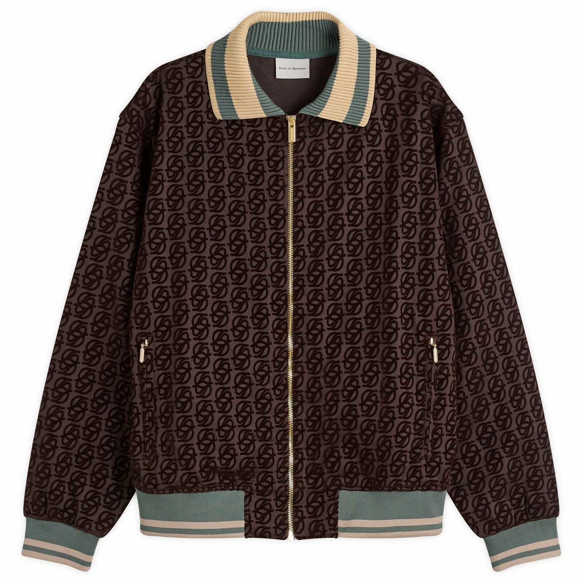 Drôle de Monsieur Men's Drole De Monsieur Monogram Tracksuit Jacket in Dark Brown