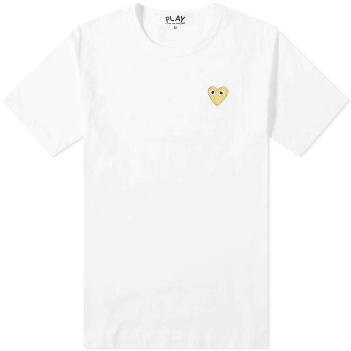 Photo: Comme des Garçons Play Men's Gold Heart Logo T-Shirt in White