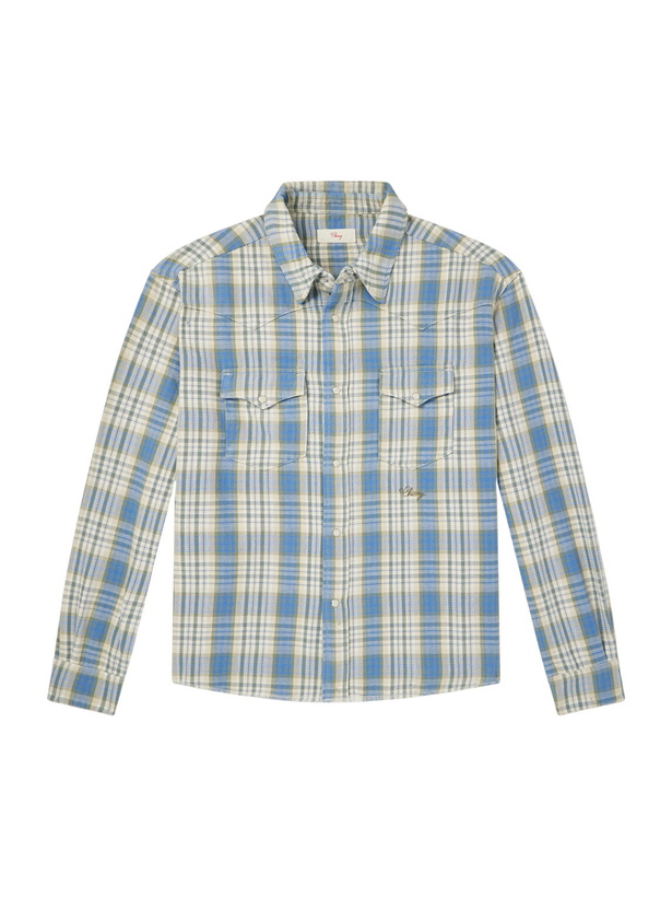 Photo: Cherry Los Angeles - Checked Cotton Western Shirt - Blue