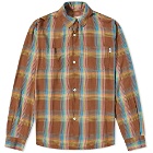 Rats Men's Rayon Check Shirt in Brown Check