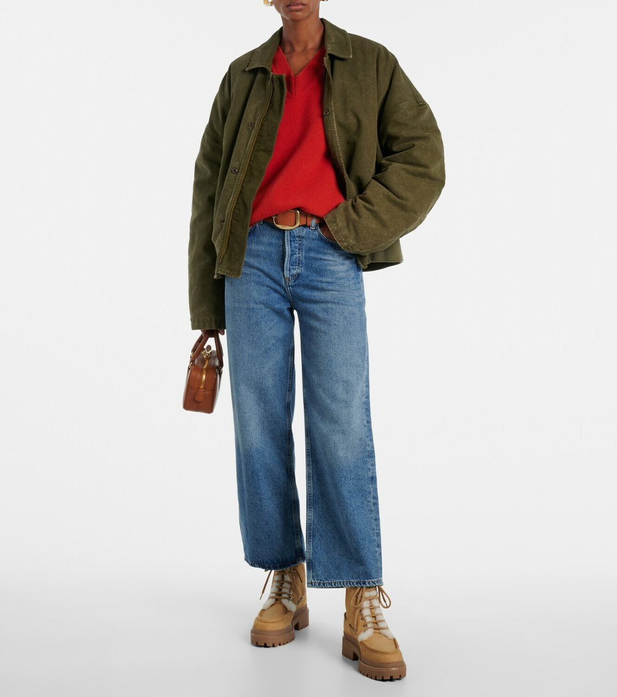 Yves Salomon Shearling-lined suede lace-up boots