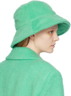 MSGM Green Shag Knit Bucket Hat