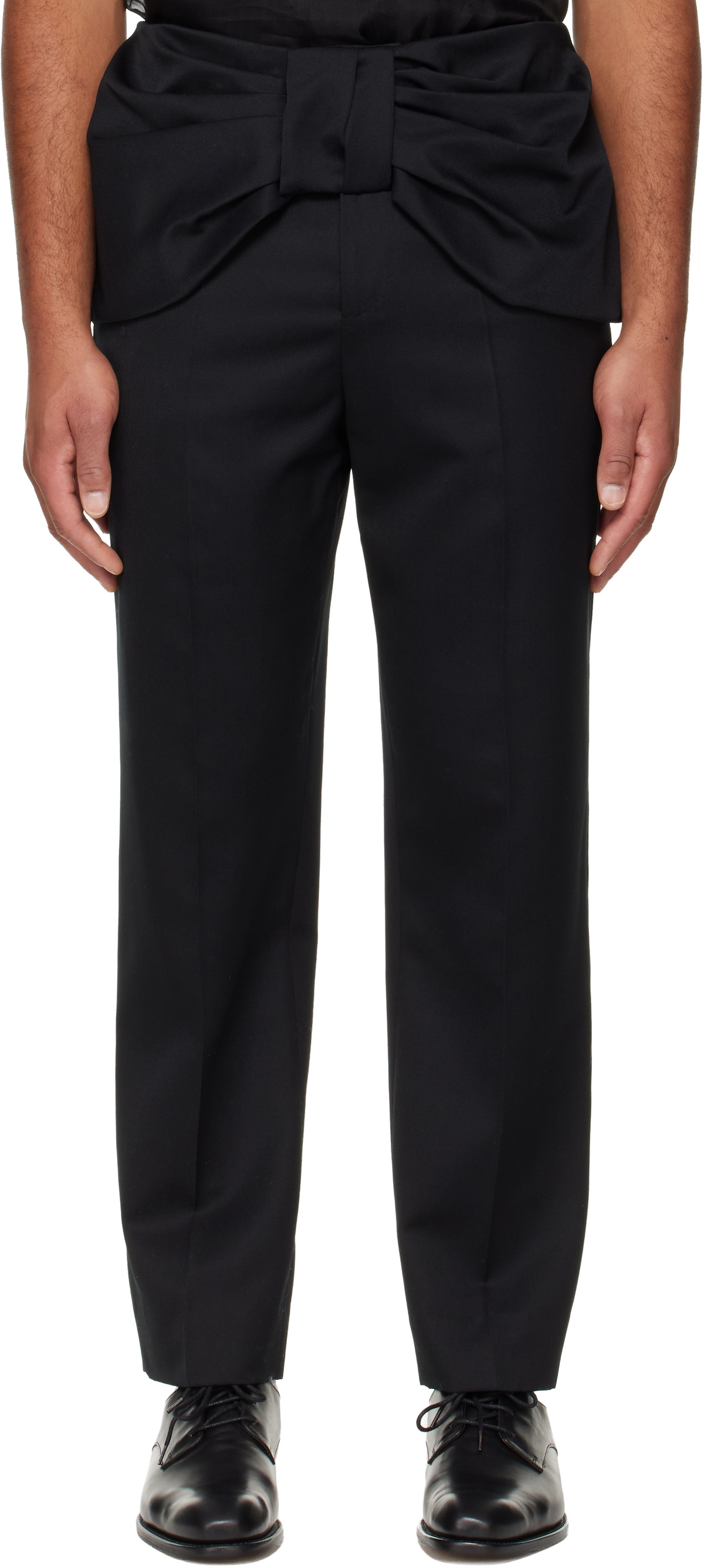 Simone Rocha Black Bow Waist Straight Leg Trousers