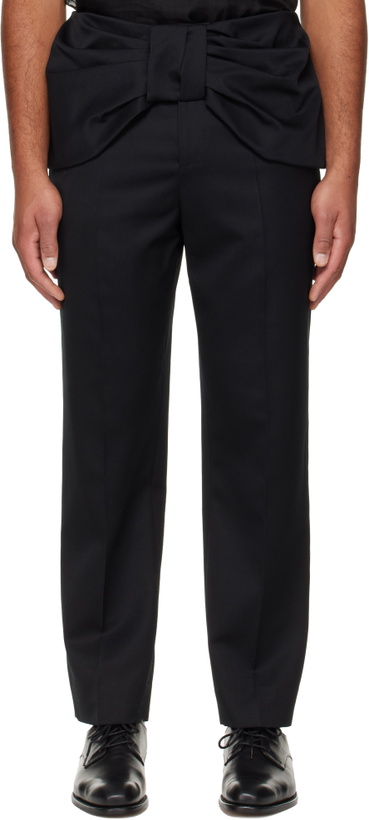 Photo: Simone Rocha Black Bow Waist Straight Leg Trousers