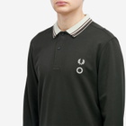 Fred Perry Men's x Craig Green Double Layer Long Sleeve Polo in Night Green