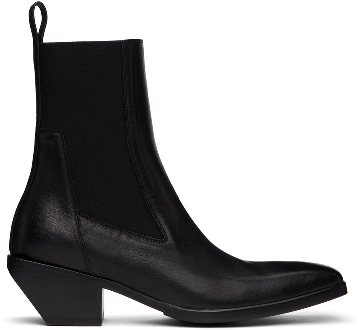 Photo: Rick Owens Black Hollywood Heeled Sliver Chelsea Boots