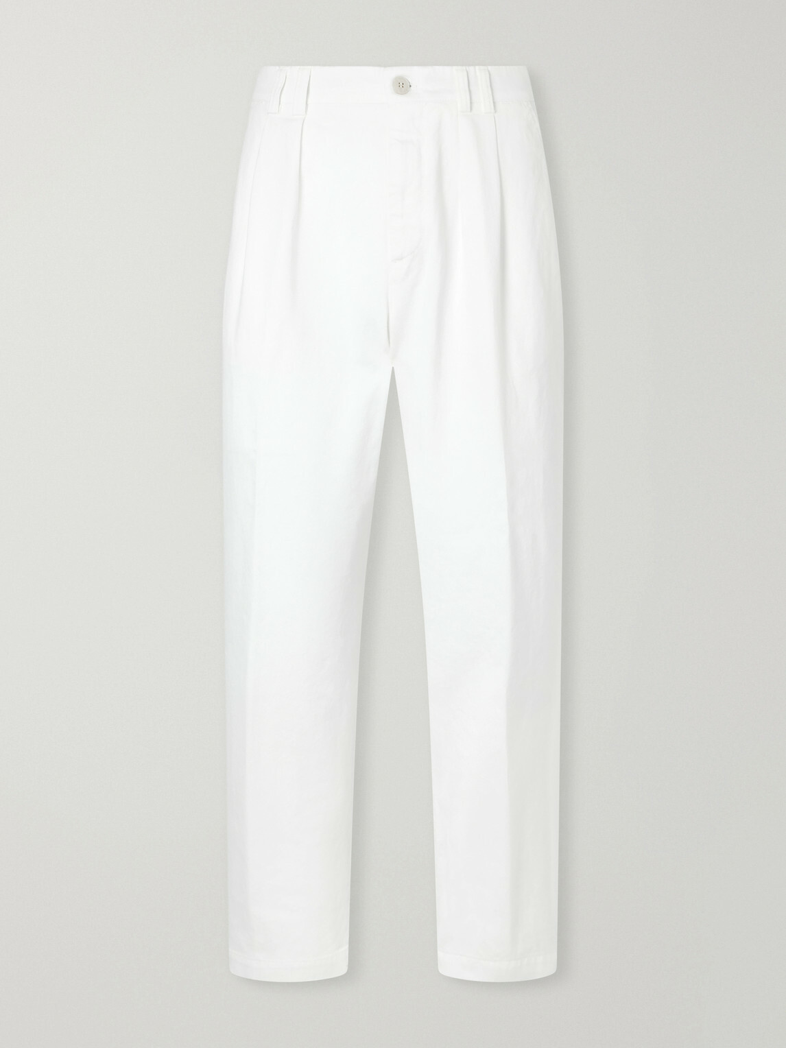 Canali - Tapered Pleated Cotton-Twill Trousers - Neutrals