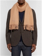 Mulberry - Logo-Embroidered Fringed Lambswool Scarf