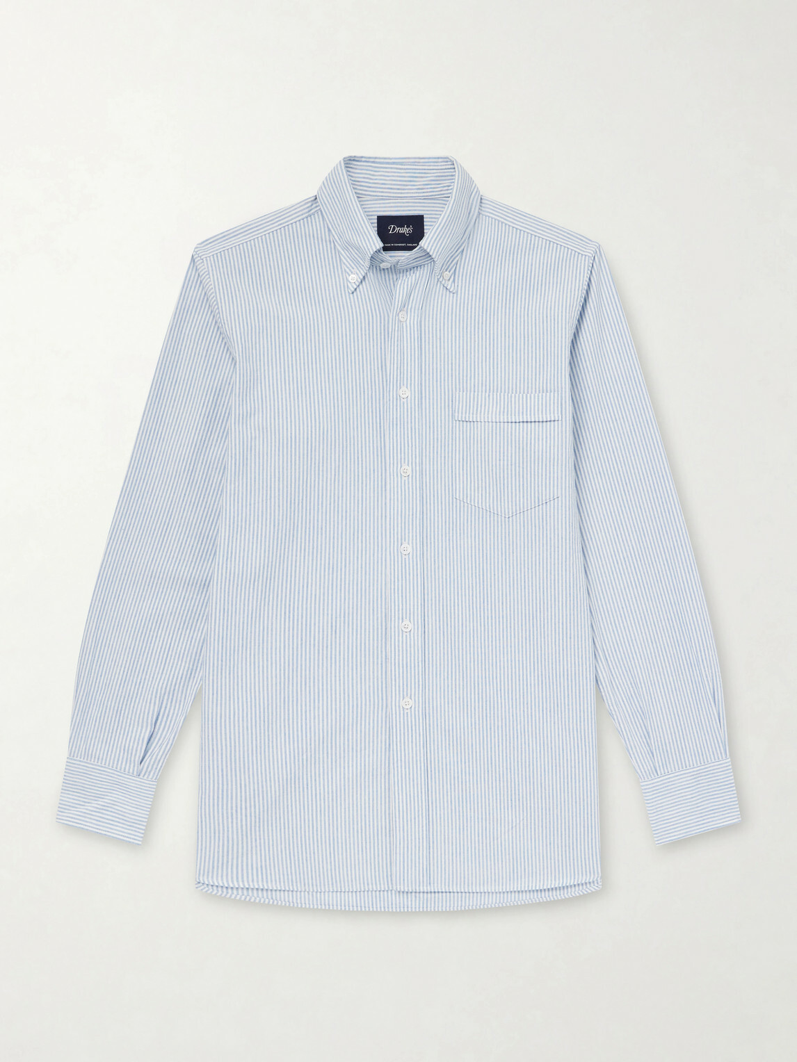 Drake's - Button-Down Collar Striped Cotton Shirt - Blue