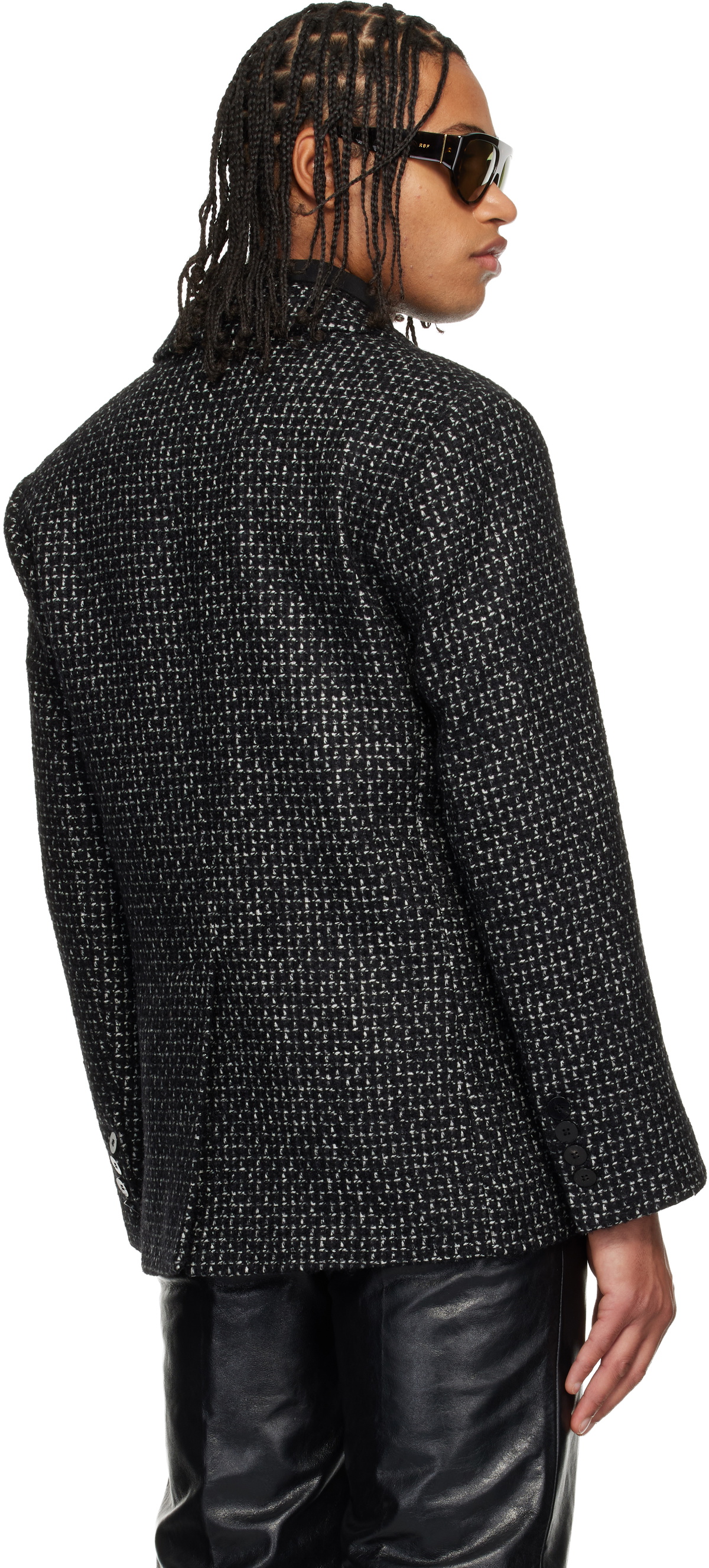 Ernest W. Baker Black Double-Breasted Blazer