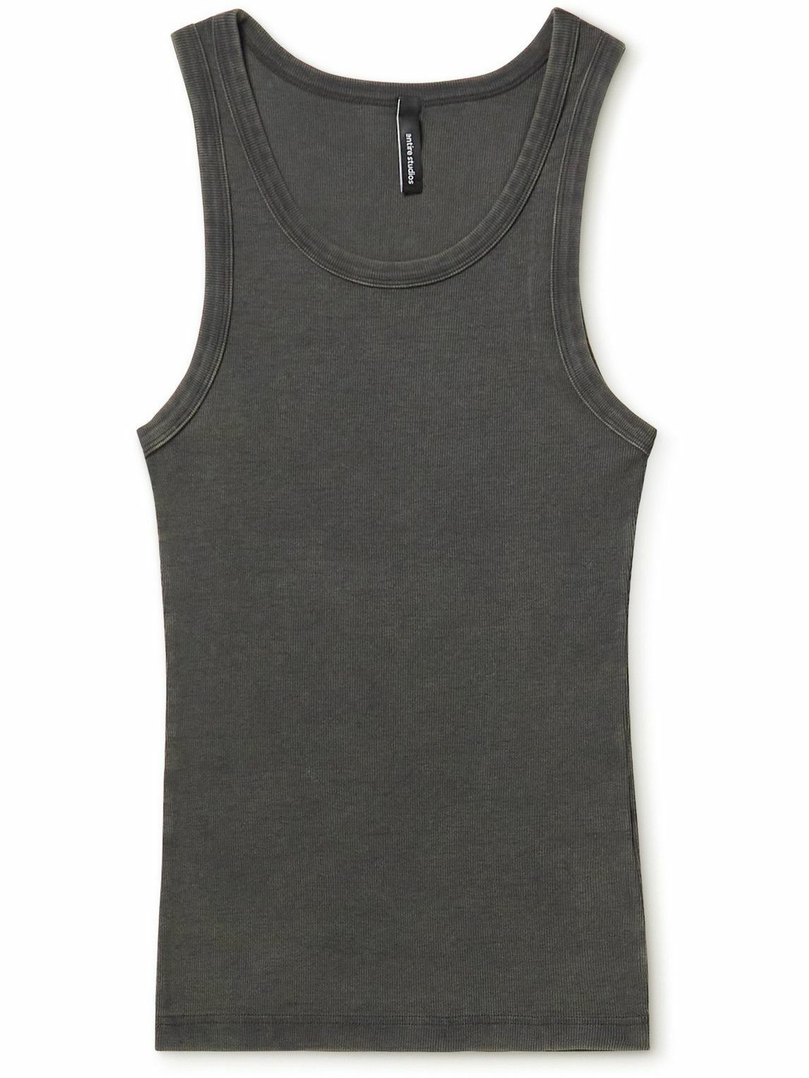 Entire Studios - Garment-Dyed Ribbed Stretch Cotton-Jersey Tank Top - Black  Entire Studios