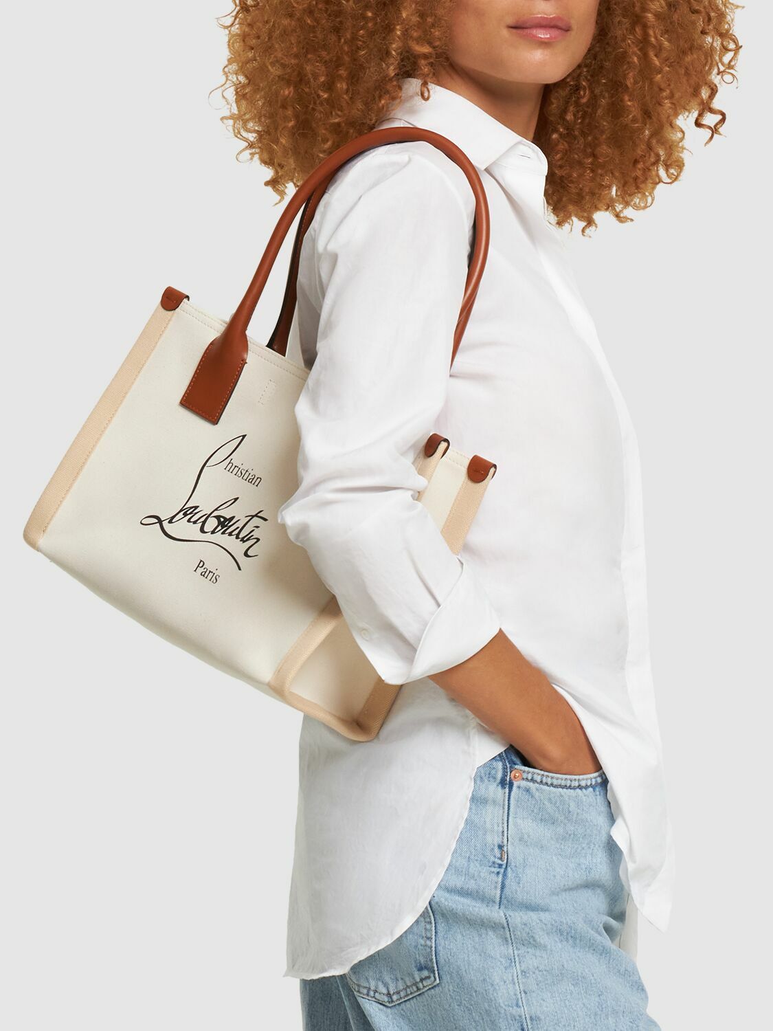 靴/バッグ Christian Louboutin "Nastroloubi Small" tote bag CHRISTIAN LOUBOUTIN Nastroloubi Canvas Tote Bag Off White