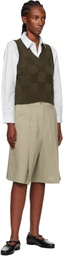 Cordera Khaki Checkered Cotton & Cashmere Vest