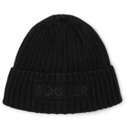 Bogner - Enio Logo-Embroidered Ribbed Wool-Blend Beanie - Black
