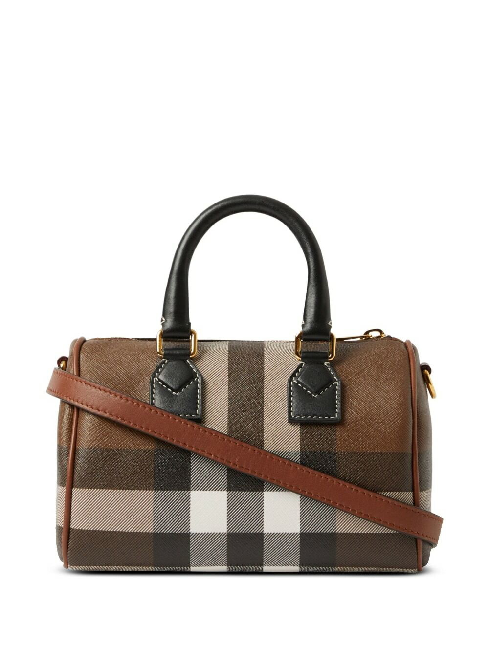 BURBERRY: bowling bag in coated cotton with Vintage Check - Beige