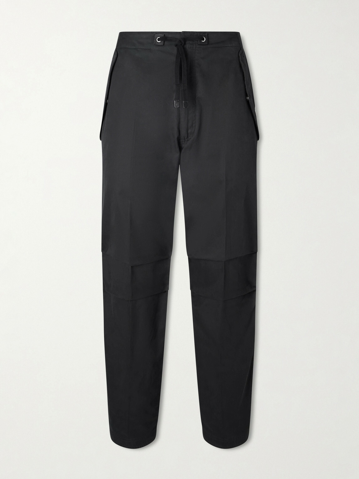 TOM FORD - Straight-Leg Cotton-Twill Drawstring Trousers - Black