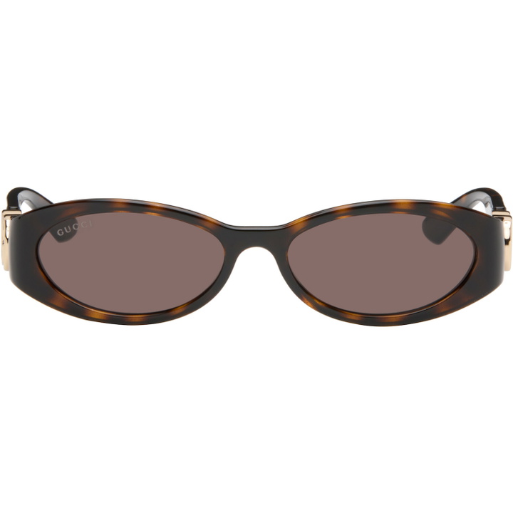 Photo: Gucci Brown Oval Frame Sunglasses