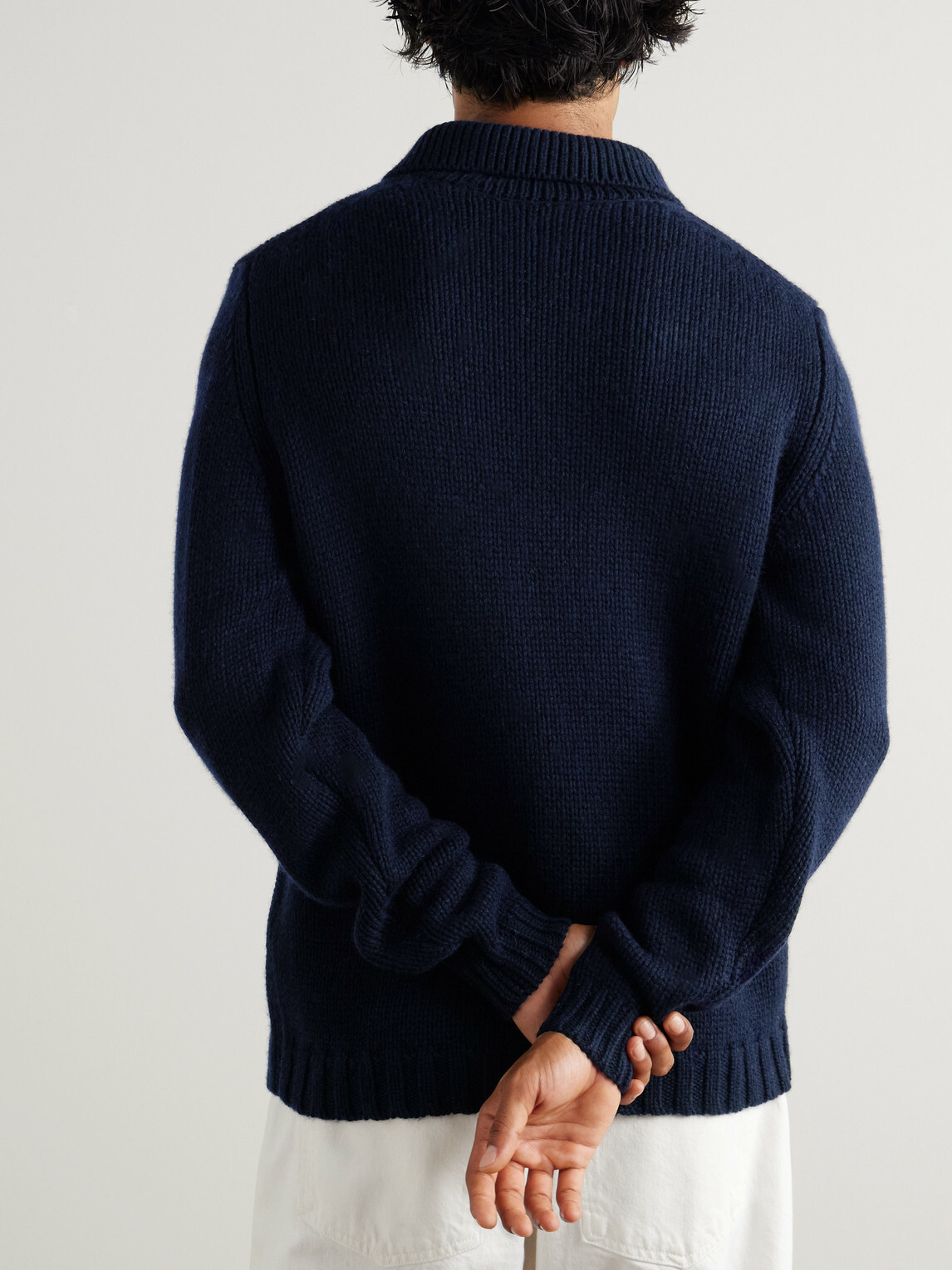 Allude - Shawl-Collar Virgin Wool and Cashmere-Blend Sweater - Blue