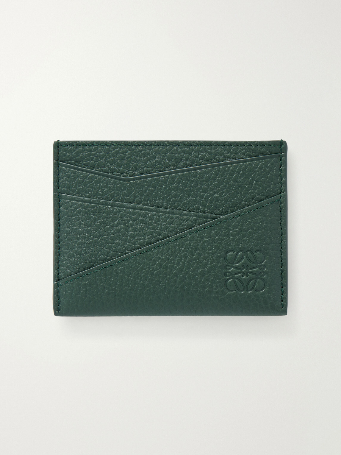 LOEWE - Puzzle Edge Anagram-Embossed Full-Grain Leather Cardholder - Green