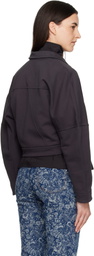 GANNI Black Heavy Terry Jersey Bomber Jacket