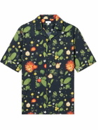 Sunspel - Camp-Collar Printed Cotton-Voile Shirt - Blue