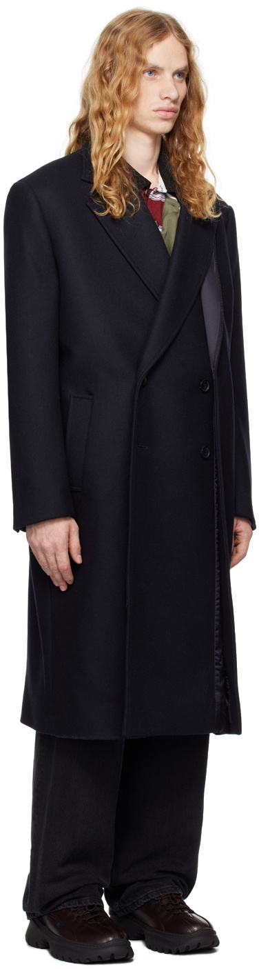 Y/Project Navy Double Front Coat Y/Project