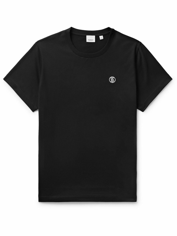 Photo: Burberry - Logo-Embroidered Cotton-Jersey T-Shirt - Black